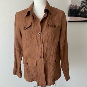 Brown linen button up shirt